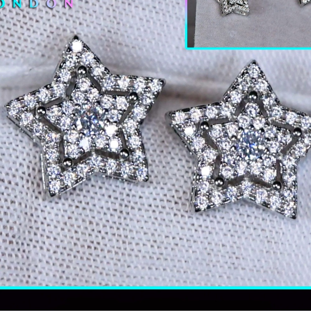 BRAND NEW SILVER DIAMOND STAR EARRINGS‼️